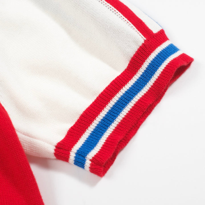 Men's white vintage 69V collar knitted polo