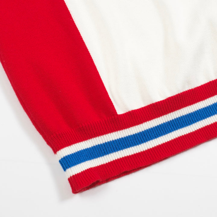 Men's white vintage 69V collar knitted polo