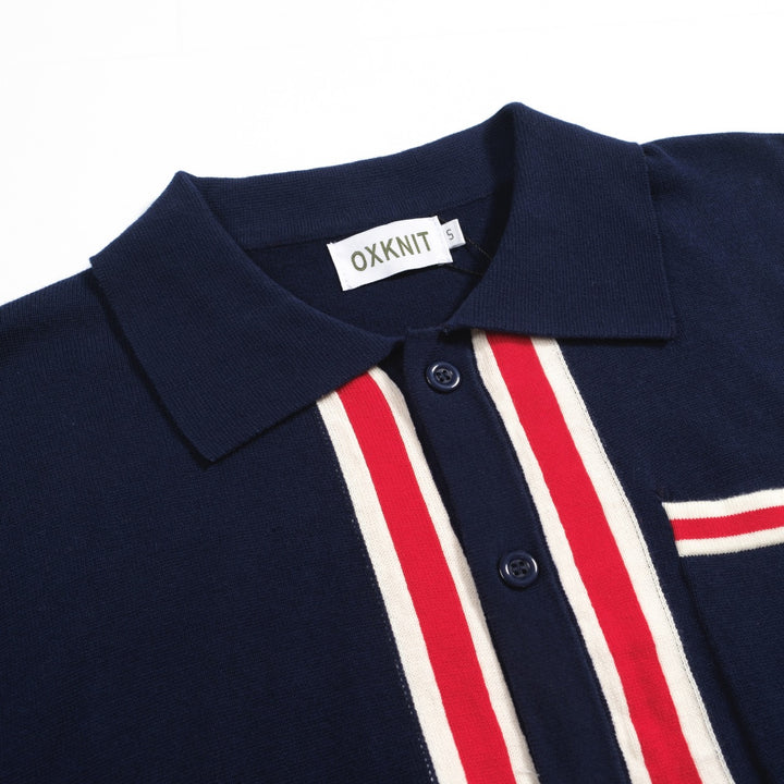 Cardigã masculino com bolso listrado azul marinho