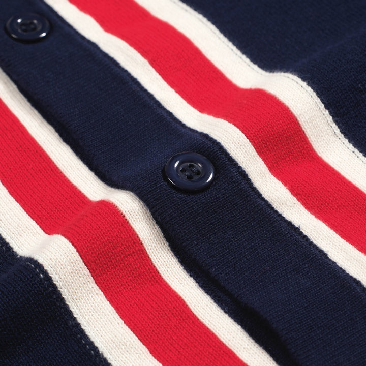 Cardigã masculino com bolso listrado azul marinho