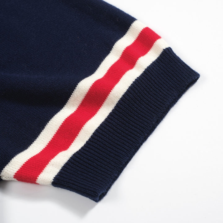 Cardigã masculino com bolso listrado azul marinho