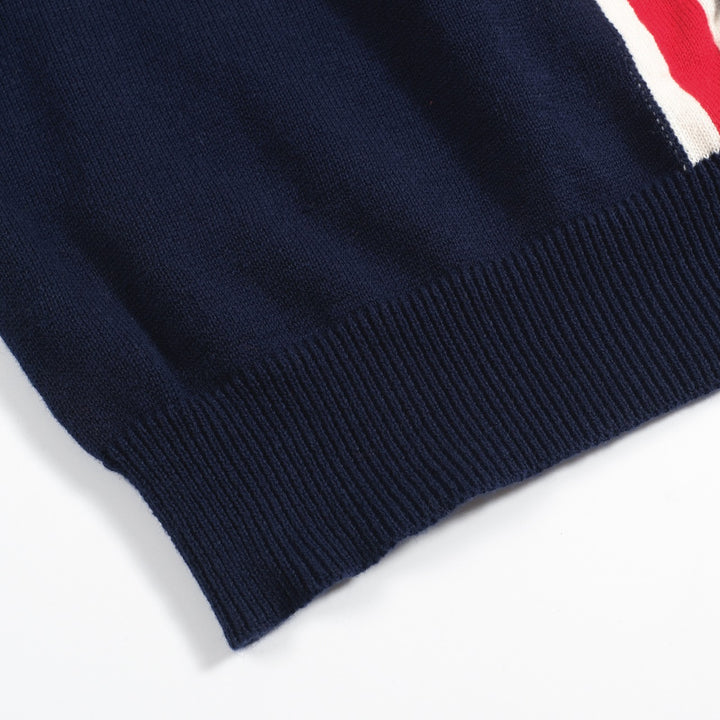 Cardigã masculino com bolso listrado azul marinho