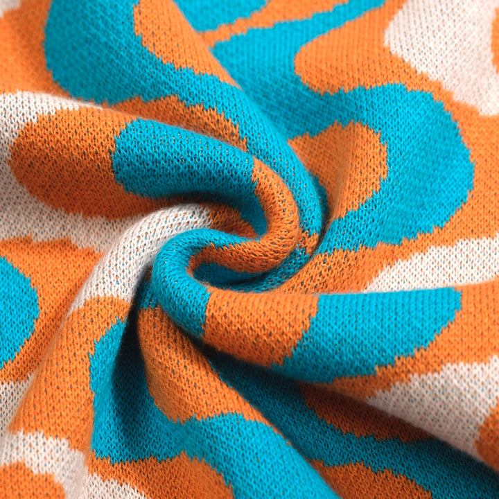 Men's blue vintage graphic jacquard knit T-shirt