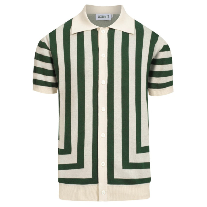 Men's green vintage jacquard cardigan