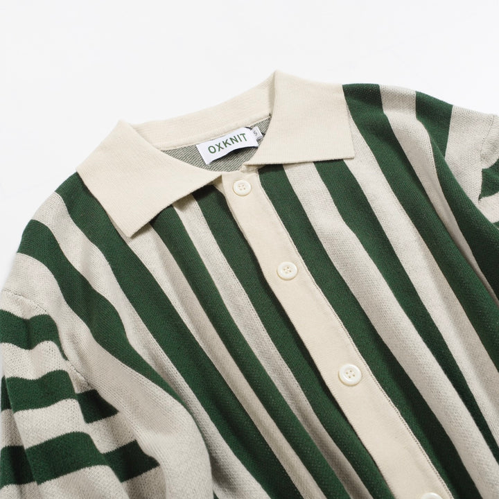 Men's green vintage jacquard cardigan