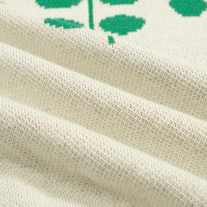 Women's white apricot flower knit T-shirt - Designed by Carrie Cantwell