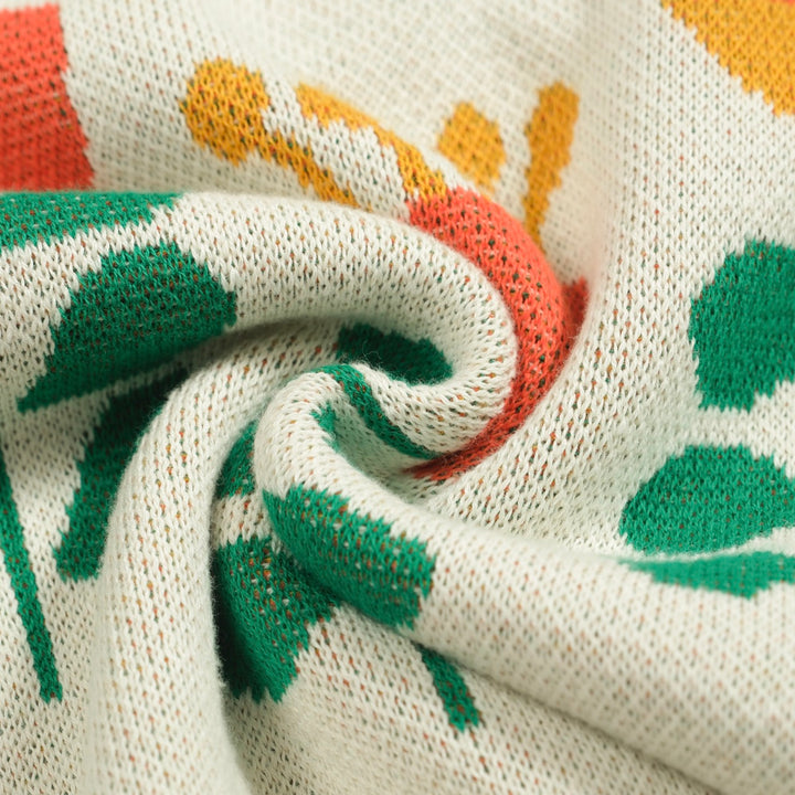 Women's white apricot flower knit T-shirt - Designed by Carrie Cantwell