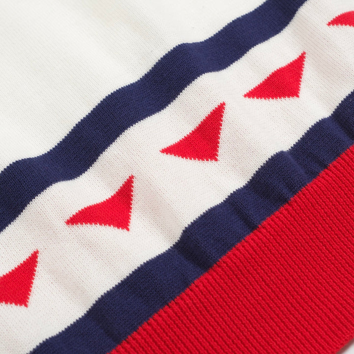 Men's vintage racing V-neck knitted polo shirt