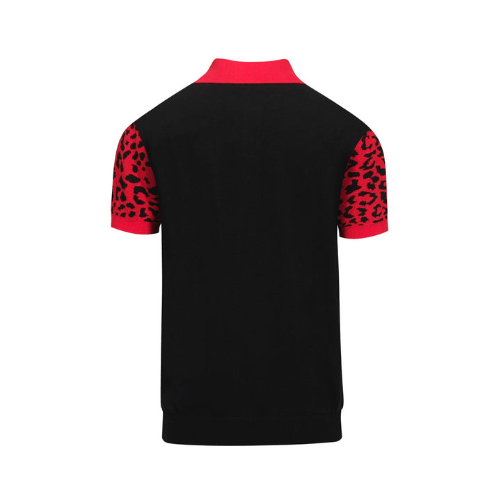 Men's black leopard print vintage knit cardigan