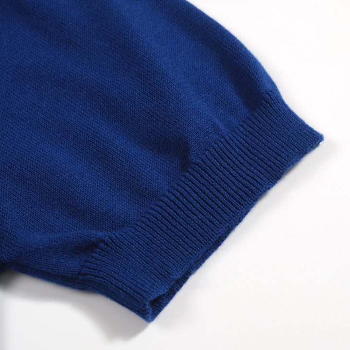 Men's blue gradient jacquard vintage knit cardigan