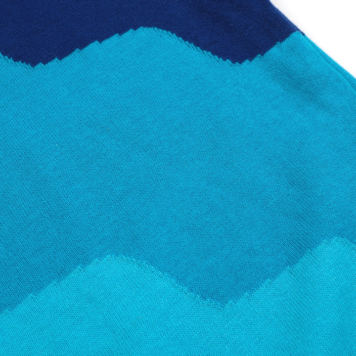 Men's blue gradient jacquard vintage knit cardigan