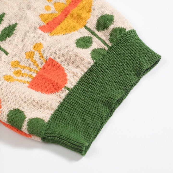 Men's green jacquard V-neck knit polo shirt - Designed by Carrie Cantwell