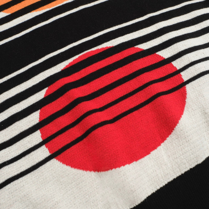 Men's black vintage art V-neck knitted polo shirt