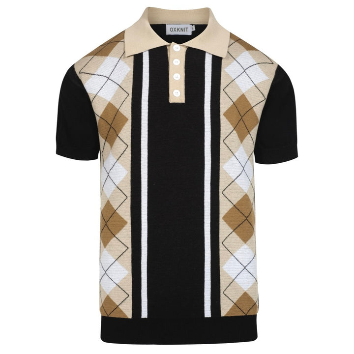 Men's black vintage 60's knitted polo shirt