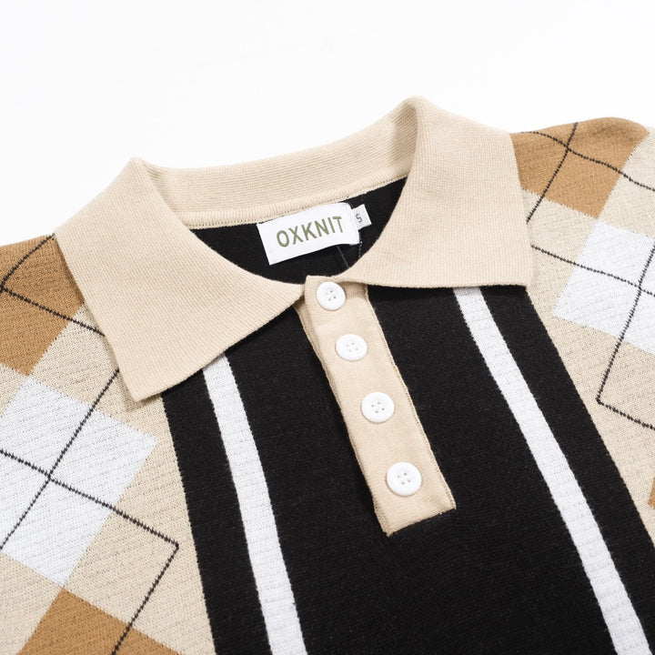 Men's black vintage 60's knitted polo shirt