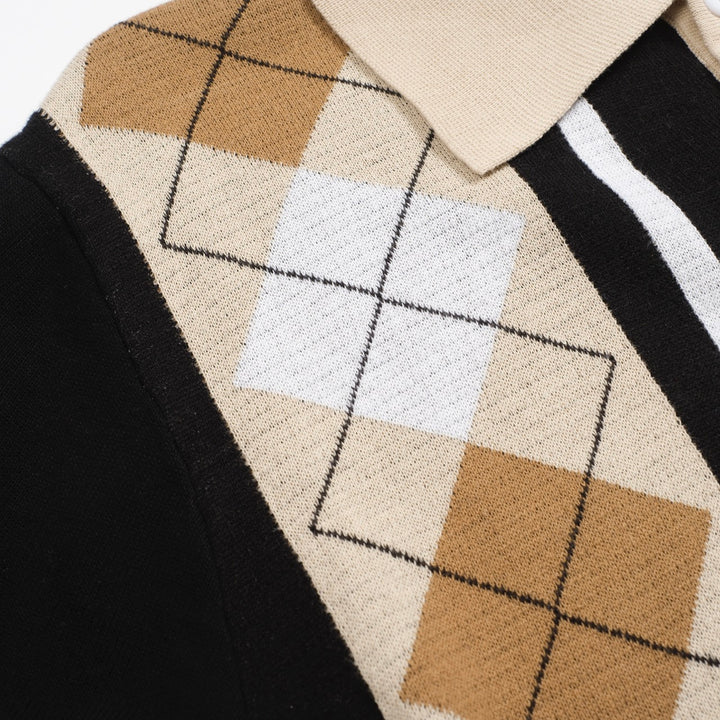 Men's black vintage 60's knitted polo shirt