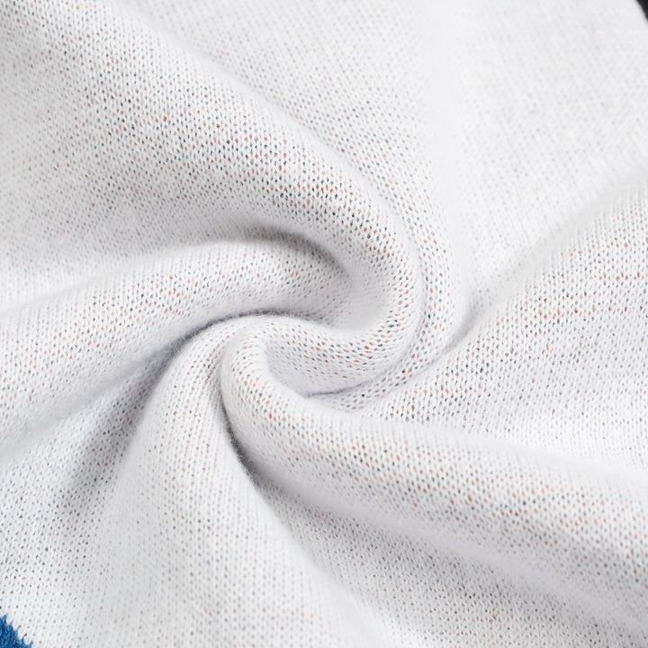 Men's white art vintage knit V-neck polo