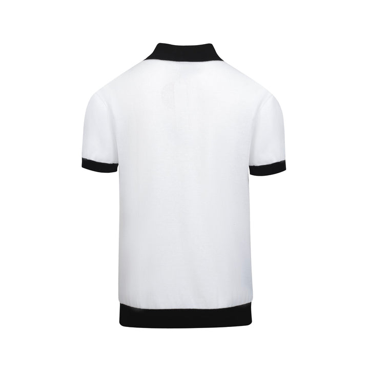 Men's white art vintage knit V-neck polo