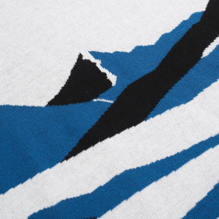 Men's white art vintage knit V-neck polo