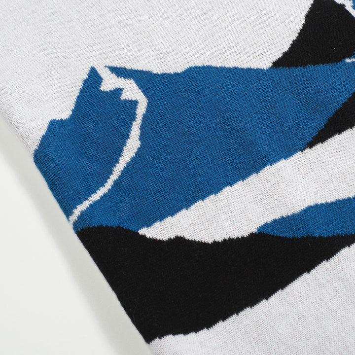 Men's white art vintage knit V-neck polo