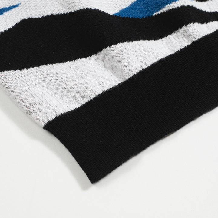 Men's white art vintage knit V-neck polo