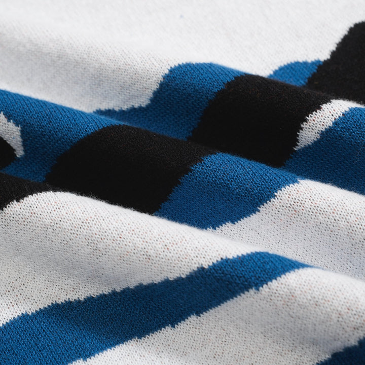 Men's white art vintage knit V-neck polo