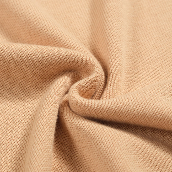 Men's apricot vintage striped knitted polo shirt