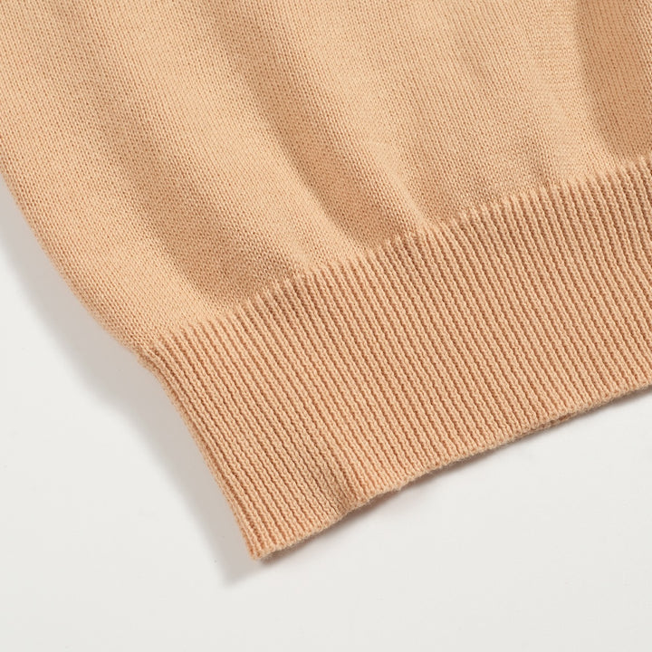 Men's apricot vintage striped knitted polo shirt