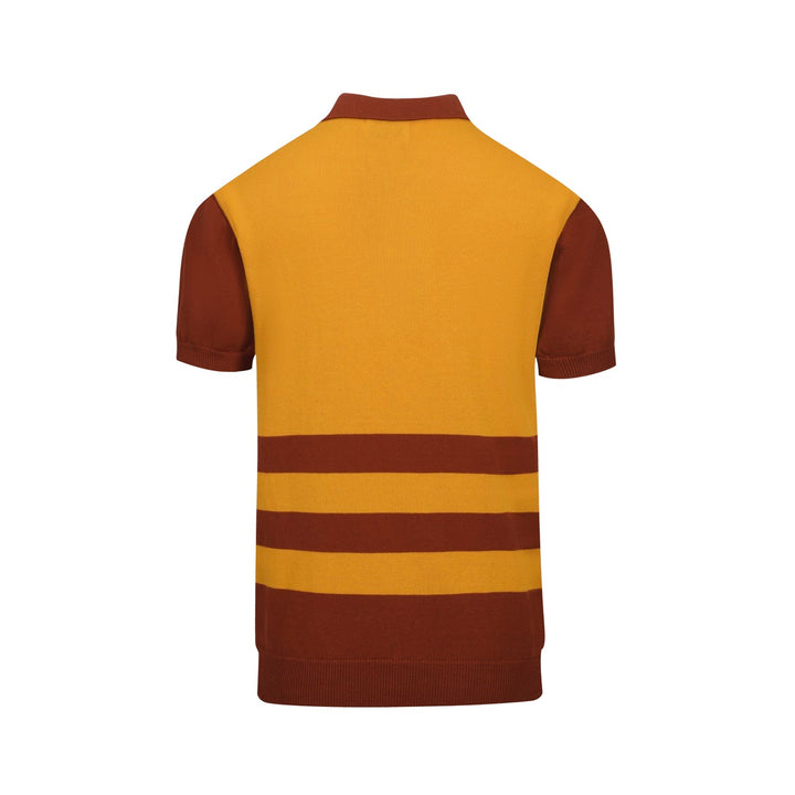 Men's vintage red auto jacquard knit polo shirt