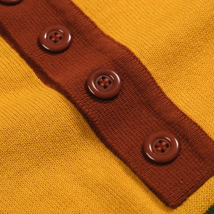 Men's vintage red auto jacquard knit polo shirt