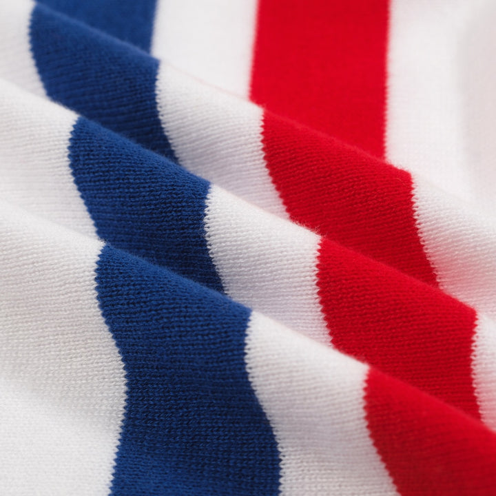 Men's vintage white striped casual knit T-shirt