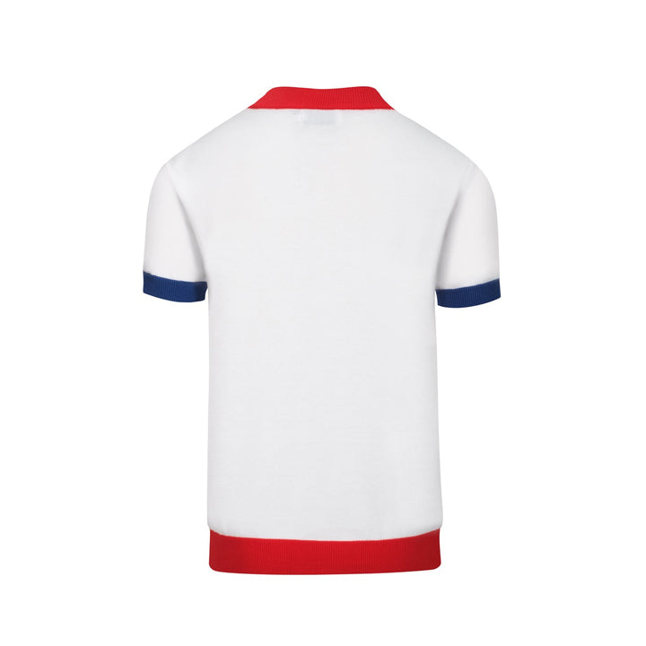 Men's vintage white striped casual knit T-shirt