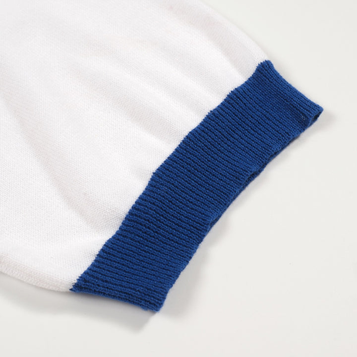 Men's vintage white striped casual knit T-shirt