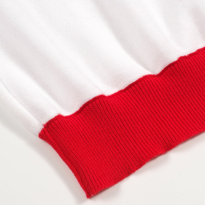 Men's vintage white striped casual knit T-shirt