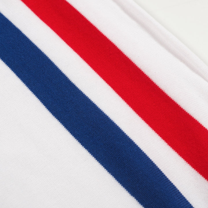 Men's vintage white striped casual knit T-shirt