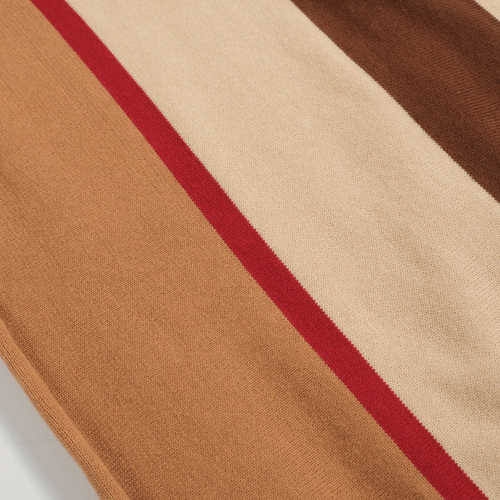 Men's khaki retro 50's knitted polo shirt