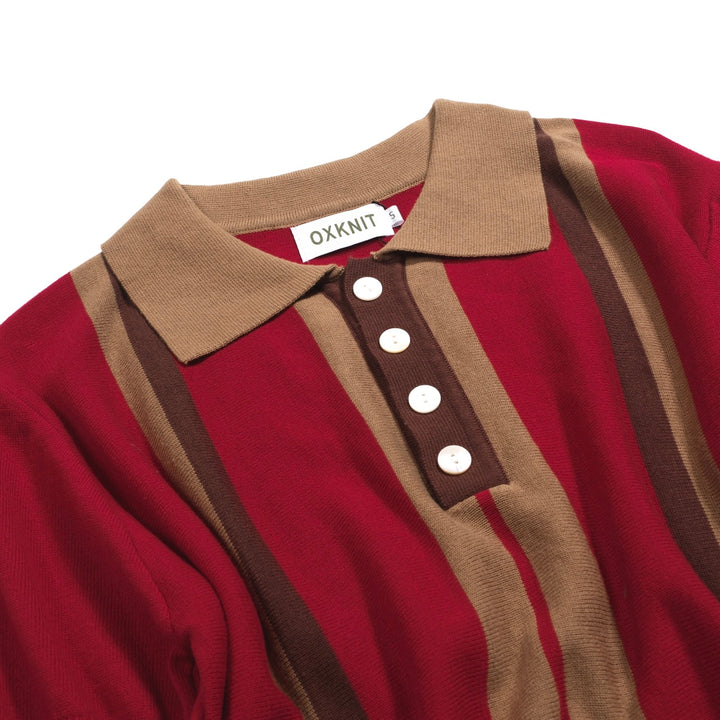 Men's red vintage 50's knitted polo shirt