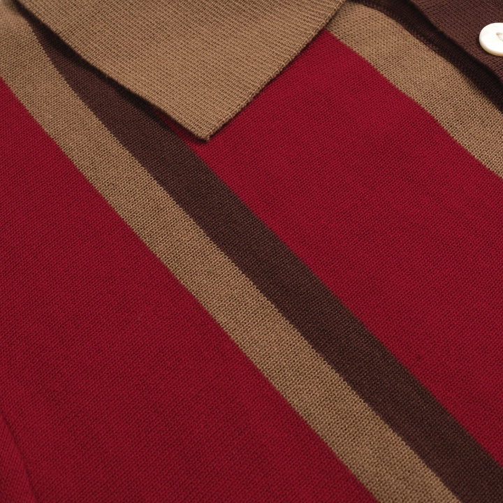 Men's red vintage 50's knitted polo shirt
