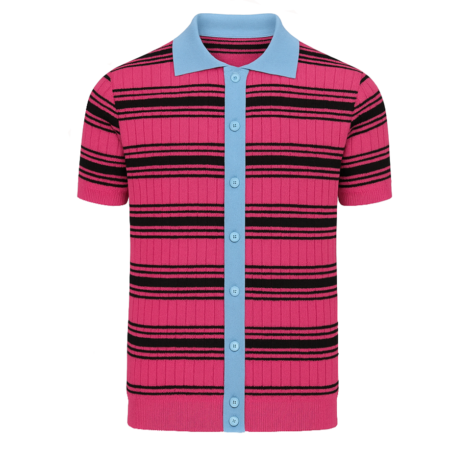 Blue marine masculin vintage à rayures décontractée en tricot