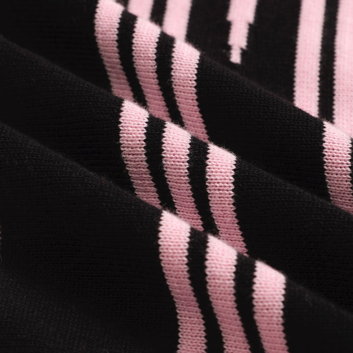 Men's black vintage period street striped cardigan