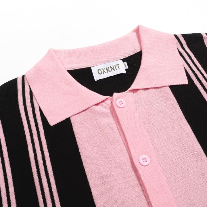 Men's black vintage period street striped cardigan