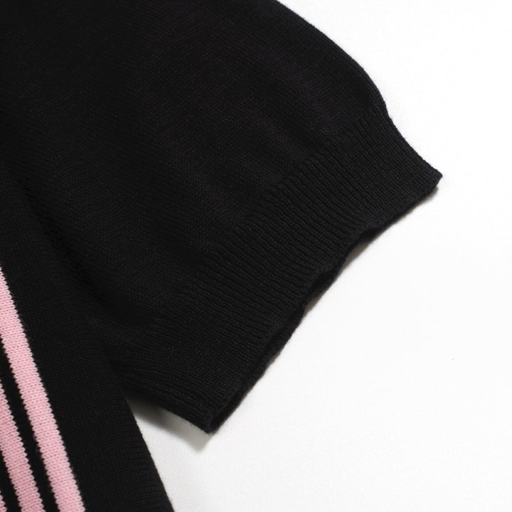 Men's black vintage period street striped cardigan