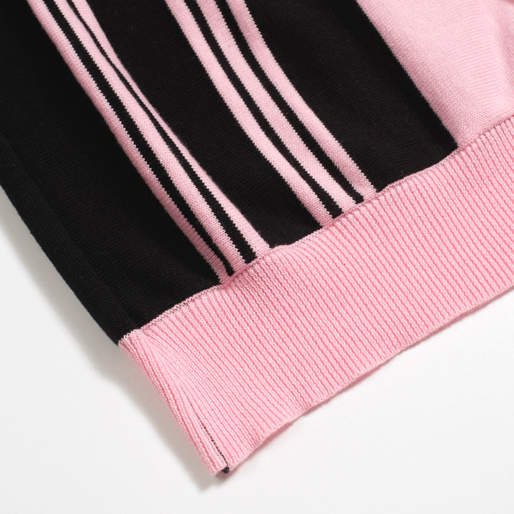 Men's black vintage period street striped cardigan