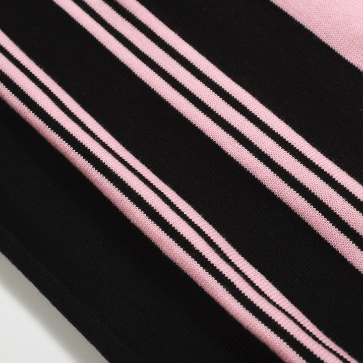 Men's black vintage period street striped cardigan