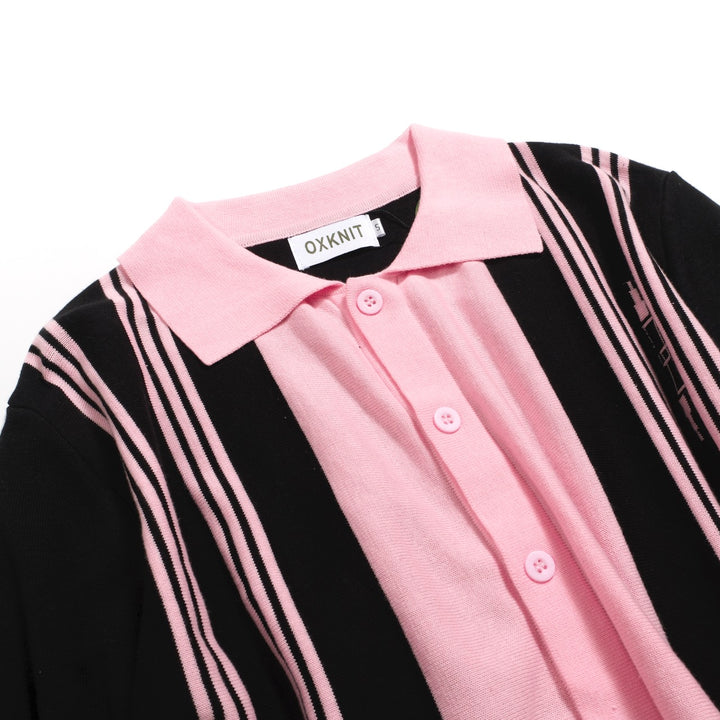 Men's black vintage period street striped cardigan