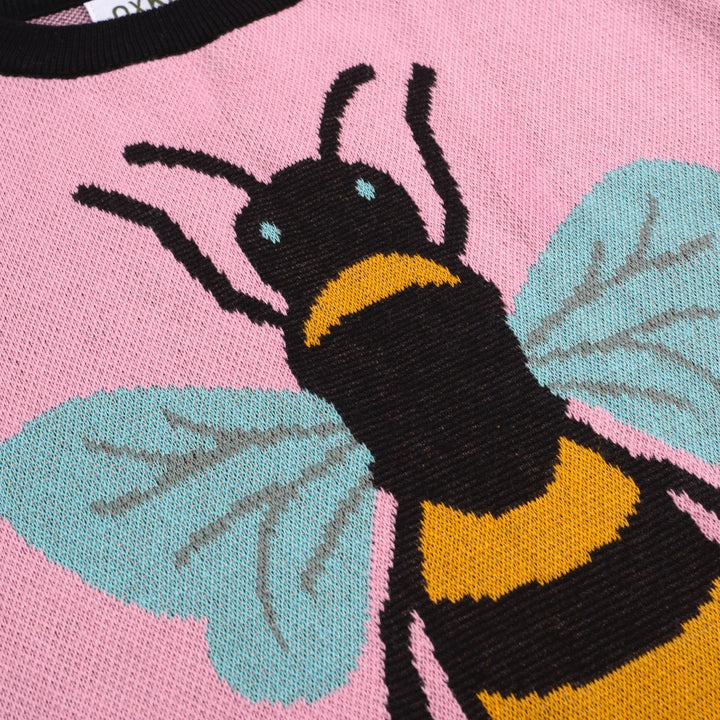 Women's pink bee jacquard knit T-shirt