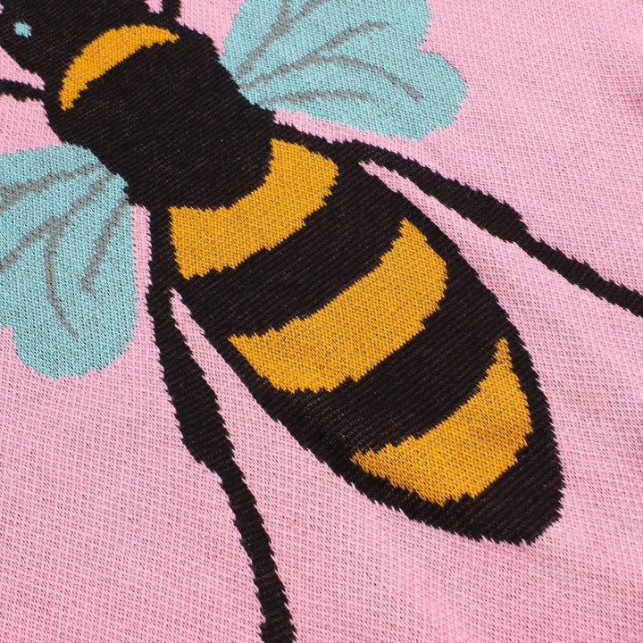 Women's pink bee jacquard knit T-shirt