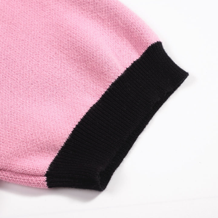 Women's pink bee jacquard knit T-shirt