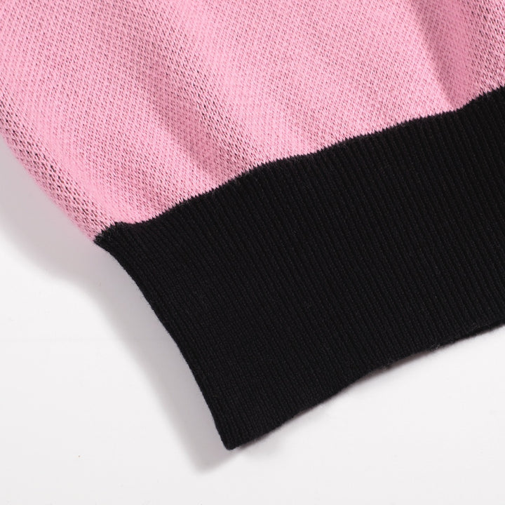 Women's pink bee jacquard knit T-shirt