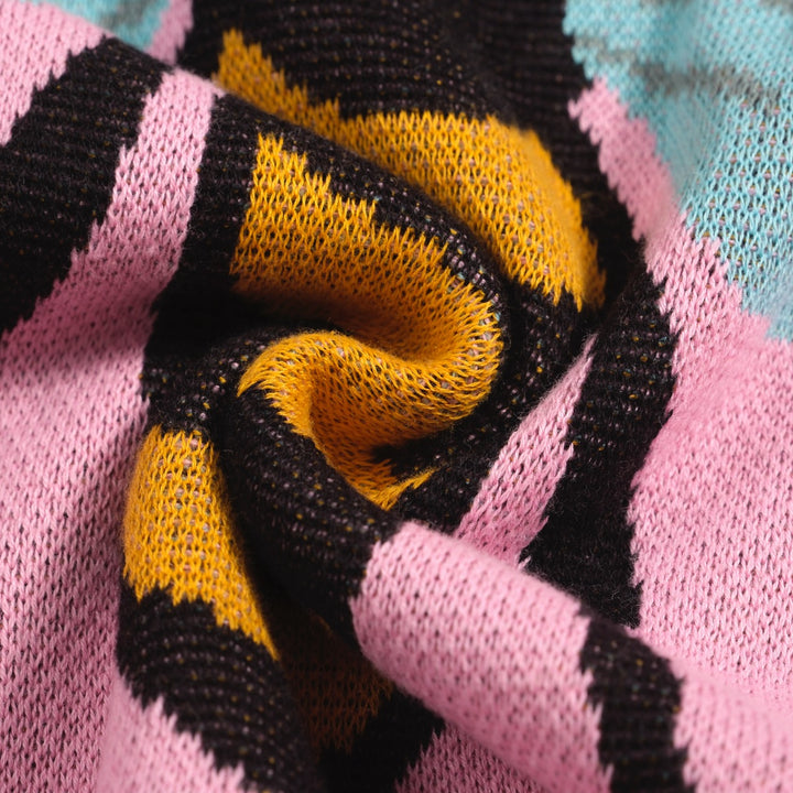 Women's pink bee jacquard knit T-shirt